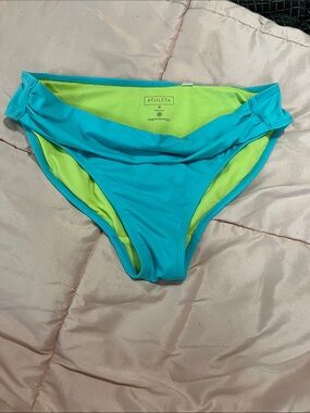 Athleta Turquoise Bikini Bottoms with Lime Green Lining
